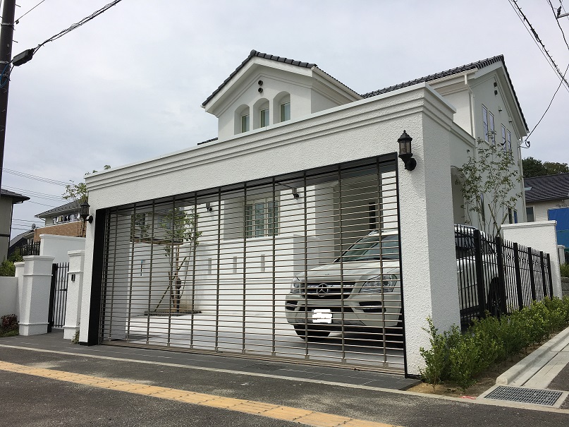宮城県 仙台市 新築外構 シャッター セキュリティ 重厚感 豪邸 愛車を守る 電動シャッター 21