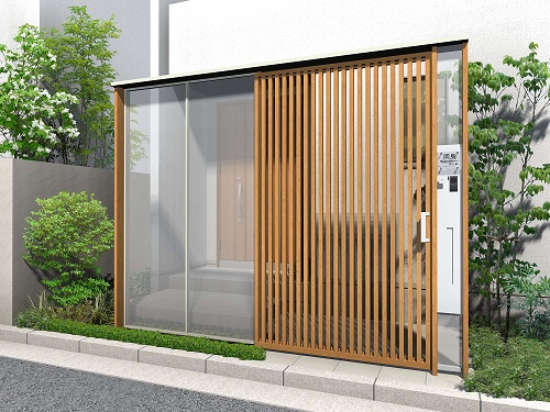 LIXIL ダブルエントランス 門 玄関ドア 目隠し ミッドテリア空間 ba59f85075827554ece9182d64917762